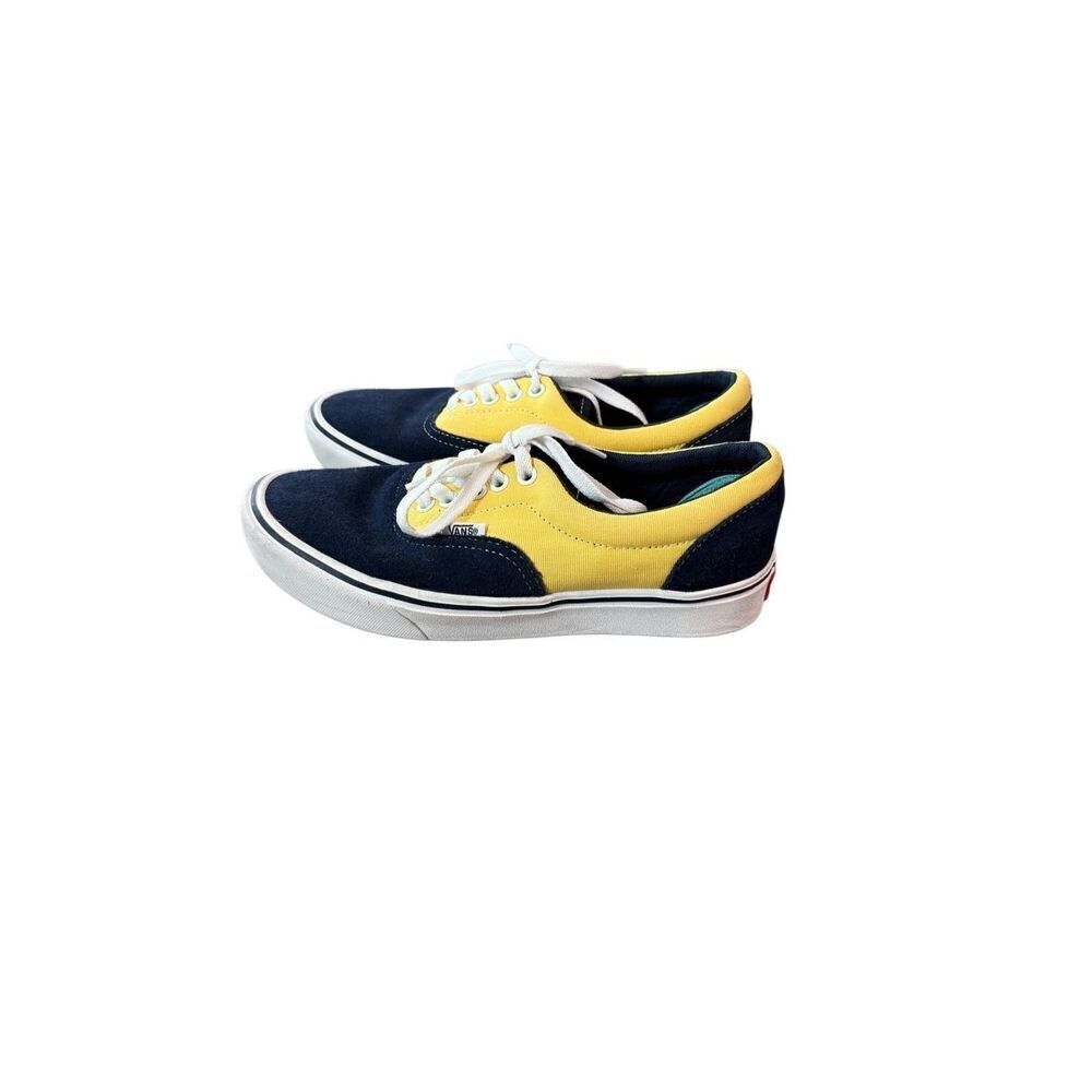 Vans Womens Navy Blue Yellow ComfyCush Era Canvas Sneakers Shoes Size 6.5